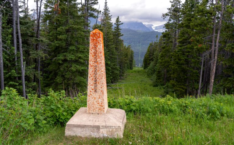 border crossing from Montana in the US to Alberta on the Canadian side by Jim Witkowski